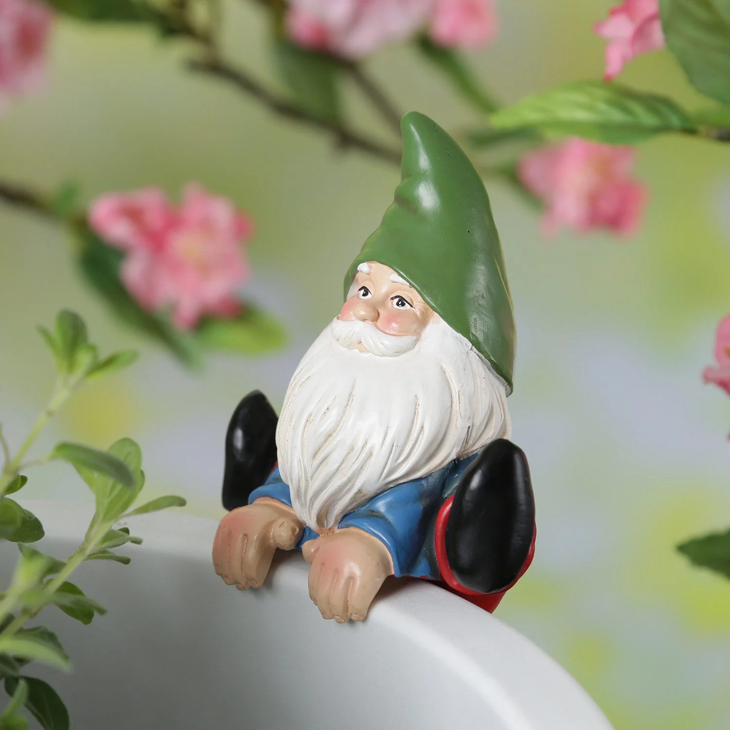 MARELIDA Gartenzwerg – Lustiger Blumentopfhänger, Polyresin, H: 10 cm
